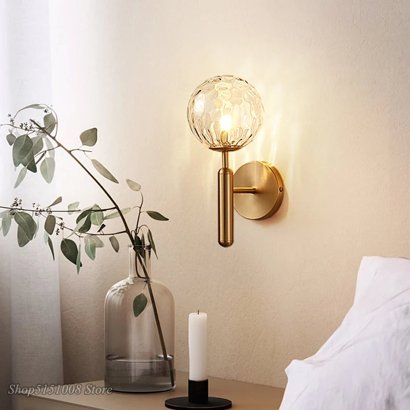 Nordic Modern Wall Lamp Bedroom Beside Glass Ball LED