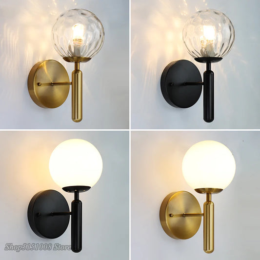 Nordic Modern Wall Lamp Bedroom Beside Glass Ball LED