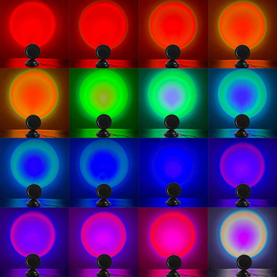 Mini USB Sunset Lamp Led Projector Night Light 16 Colors